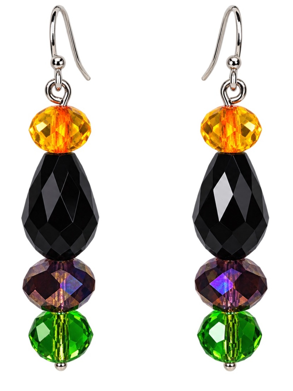 Handcrafted Fall/Halloween Themed Vintage Crystal Bead Dangle Earrings